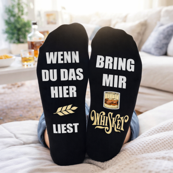 Vatertag - Geschenk Auszeitsocken „Bring mir Whiskey", Entspannung, Sprüche Socken