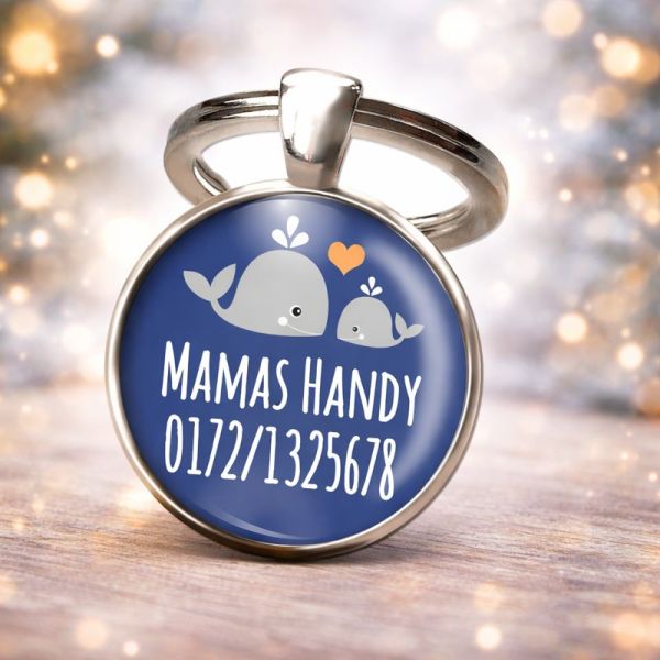 Kinder Anhänger Notfallnummer Wal - Notfallanhänger - Geschenk zur Einschulung oder Kindergarten