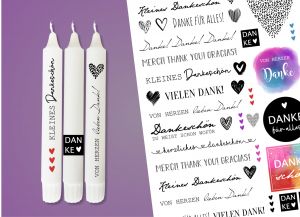 Kerzen Sprüche - Kerzensticker DANKE Kerzen Sprüche - Kerzensticker DANKE