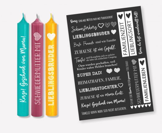 Weiße Kerzen Sprüche - Kerzensticker FAMILIE Sprüche