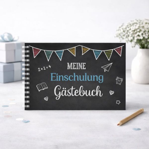 Gästebuch Einschulung | Hurra ich bin ein Schulkind Tafeldesign