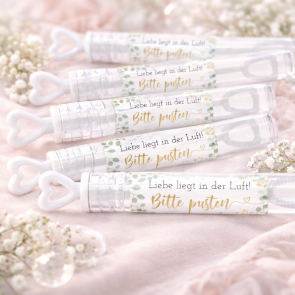 Grün/Gold Hochzeitsaufkleber für Seifenblasen – Wedding Bubbles Sticker