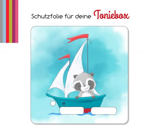 Schutzfolie passend für Toniebox, Segelschiff Waschbär