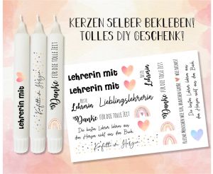 Kerzensticker Lehrerin auf Wasserschiebefolie Geschenk Abschied Weihnachten Geburtstag Kerzensticker Lehrerin auf Wasserschiebefolie Geschenk Abschied Weihnachten Geburtstag