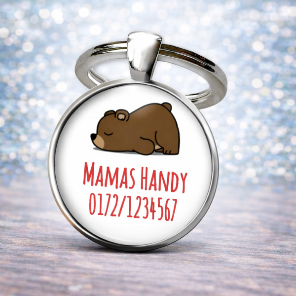 Einschulung Geschenk | Notfallnummer Anhänger – Motiv Bärchen