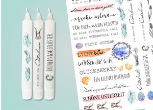 Kerzen Tattoofolie - Kerzensticker OSTERN Sprüche Watercolour Kerzen Tattoofolie - Kerzensticker OSTERN Sprüche Watercolour