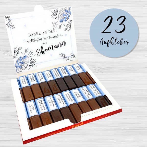 Aufkleber Set für Merci Schokolade | persönliches Geschenk für den Bräutigam / Ehemann