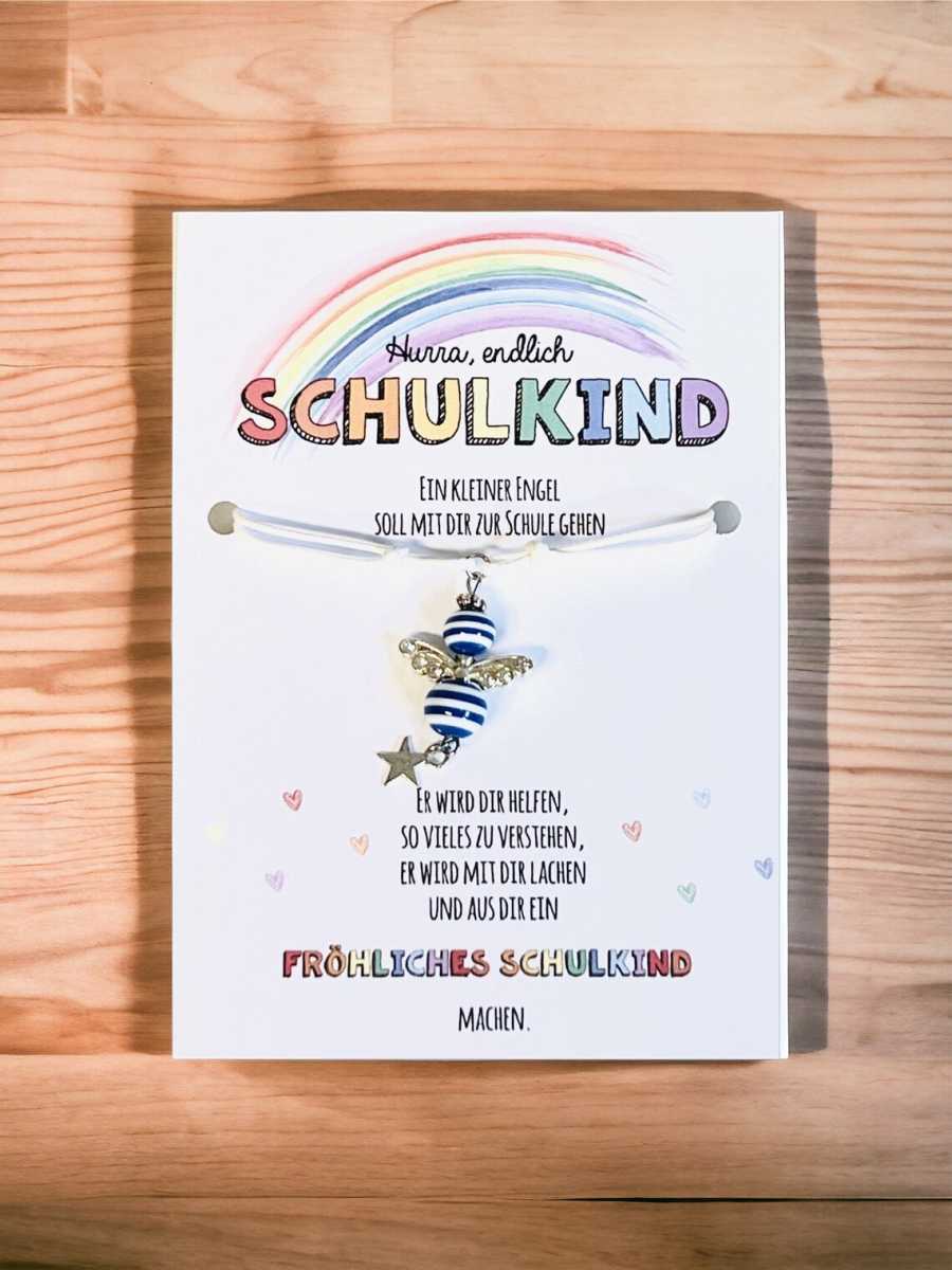 Mutmachstein Zur Einschulung - Glücksstein Mit Spruch & Karte (Blau)