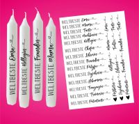 DIN A4 Kerzen Tattoofolie - WELTBESTER - Sprüche zum Verschenken - für Kerzen / Keramik: DIN A4 Kerzen Tattoofolie DIN A4 Kerzen Tattoofolie - WELTBESTER - Sprüche zum Verschenken - für Kerzen / Keramik: DIN A4 Kerzen Tattoofolie - WELTBESTER - Sprüche zum Verschenken - für Kerzen / Keramik