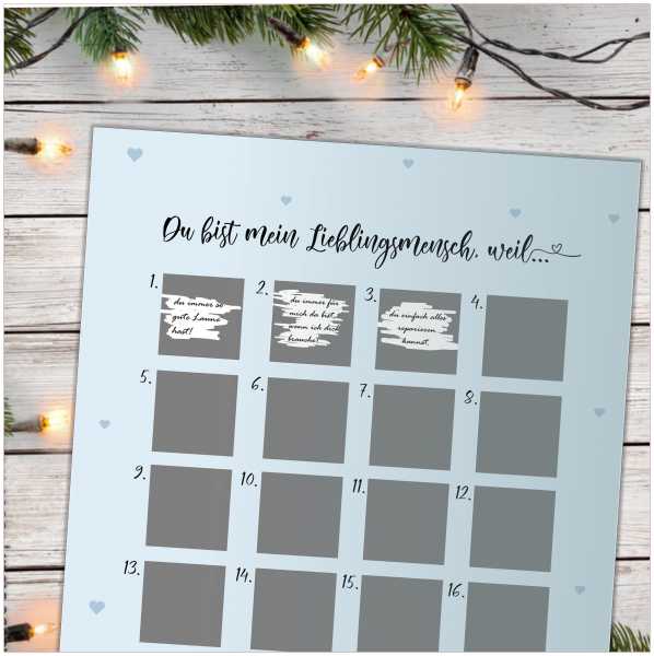 Rubbellos Gutschein Kalender - Lieblingsmensch  Weddingtree