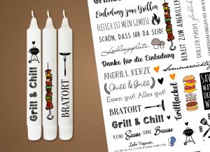 DIN A4 Kerzen Tattoofolie - GRILLFACKEL - für Kerzen / Keramik DIN A4 Kerzen Tattoofolie - GRILLFACKEL - für Kerzen / Keramik