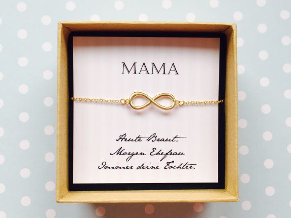 Geschenk Brautmutter - Armband Infinity in zauberhafter Geschenkschachtel mit Karte