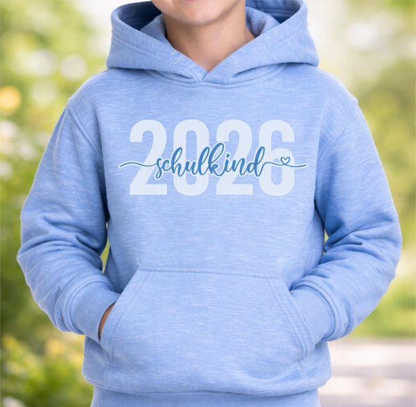 Schulkind Bügelbild T-Shirt zur Einschulung Blau Jahreszahl