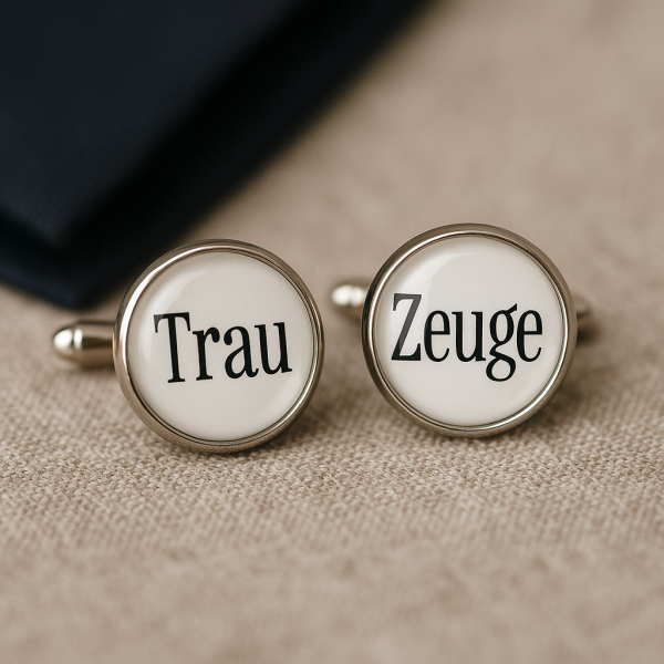 Personalisierte Manschettenknöpfe „Trauzeuge“ – mit Wunschfarbe